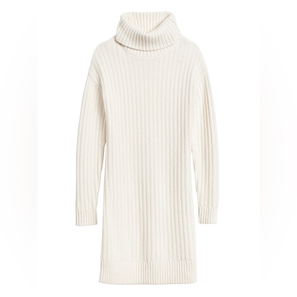 Banana Republic cream cotton wool ribbed turtleneck sweater dress – Medium - Picture 4 of 5